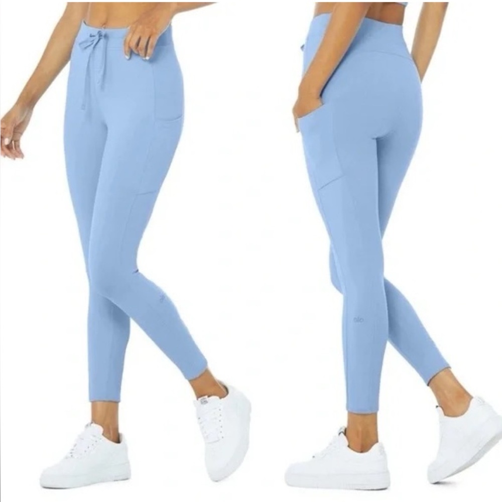 Alo Yoga 7/8 High-Waist Checkpoint Legging, Blue Skies, XS